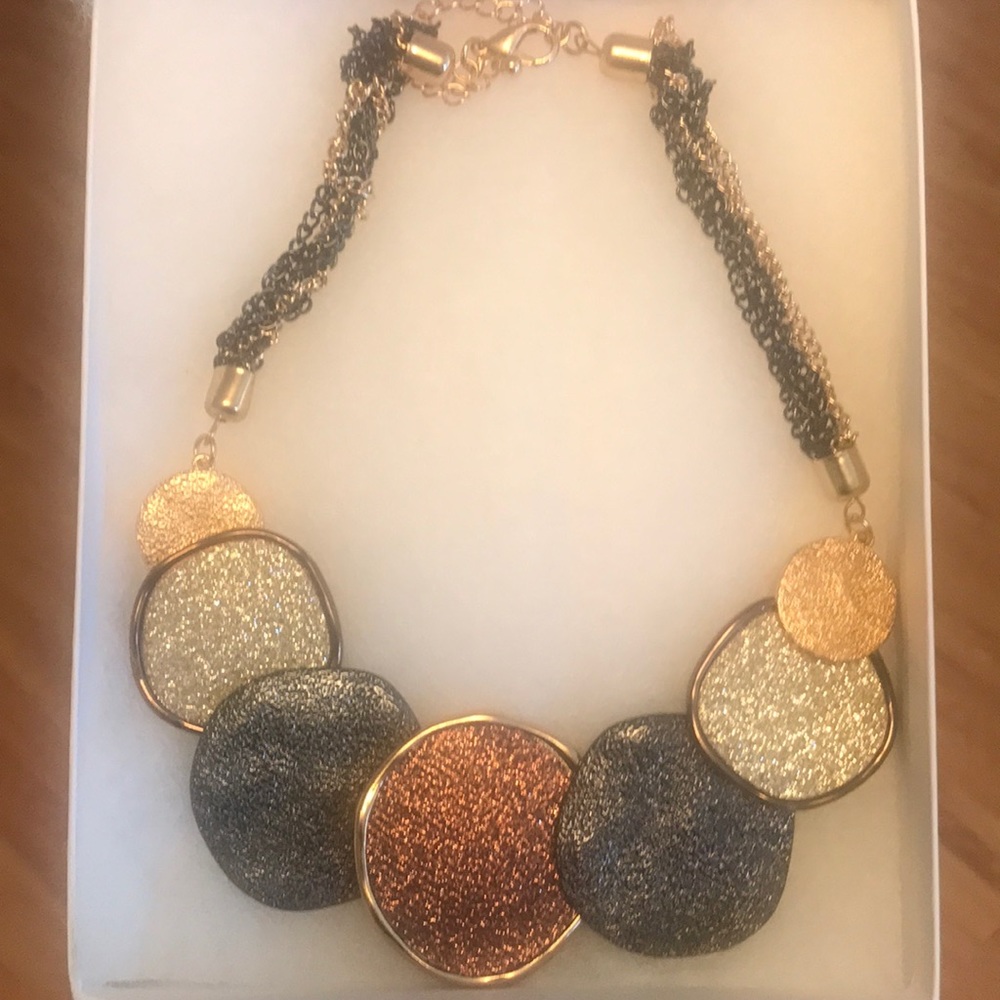 Black, Silver, Bronze, & Gold Statement Necklace